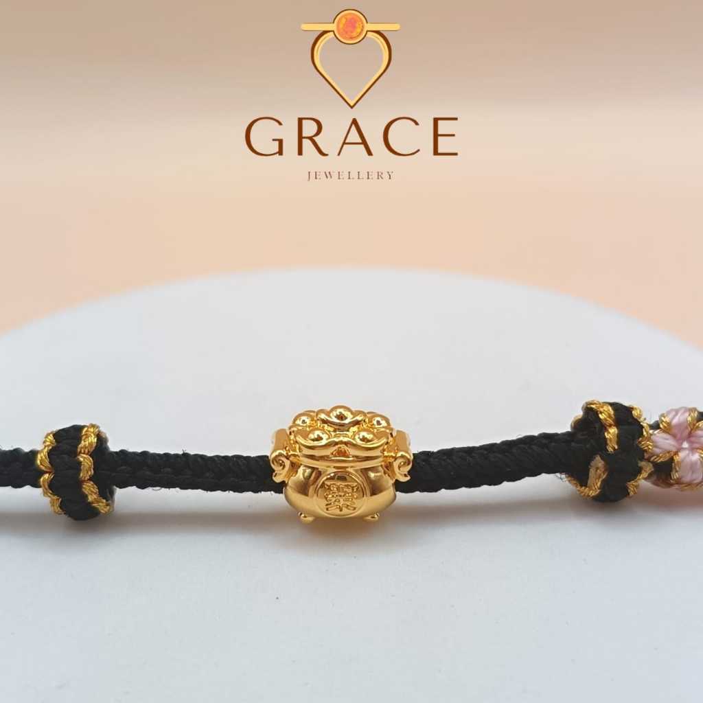 Grace Jewellery GRC000494 Gold 916 0.30gm Charm "Wealth Pot" Ingot / Emas 916 Charm Wealth Pot Ingot/黄金916聚宝盆元宝吊坠