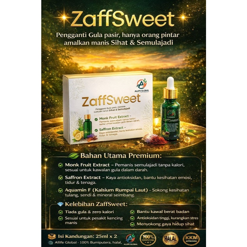 Murah ZaffSweet Pemanis Pengganti Gula Premium Berkhasiat. Sweetener Sugar Replacement