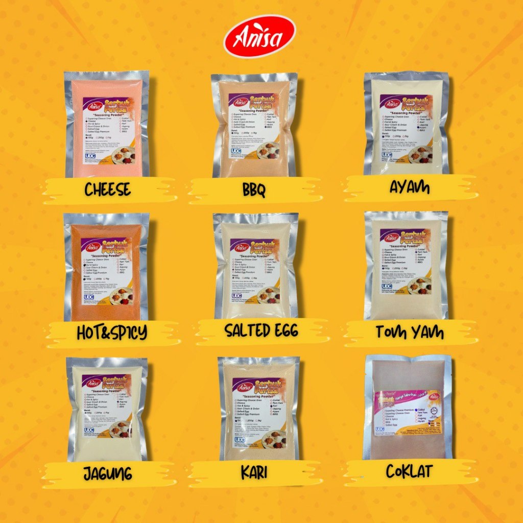 [SERBUK PERISA 100GRAM]🔥HOT SPICY,CHEESE,BBQ,SALTED EGG,JAGUNG,KARI,TOM YAM,AYAM SEDAP HALAL HANYA TABURKAN SAHAJA