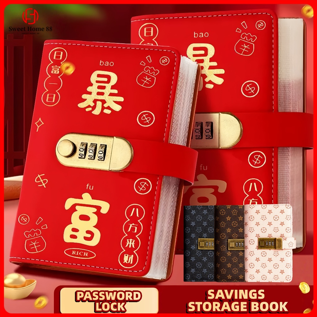 Envelope Money Saving Challenge PU Leather Waterproof Mini Binder Money Saving Book Cash Album