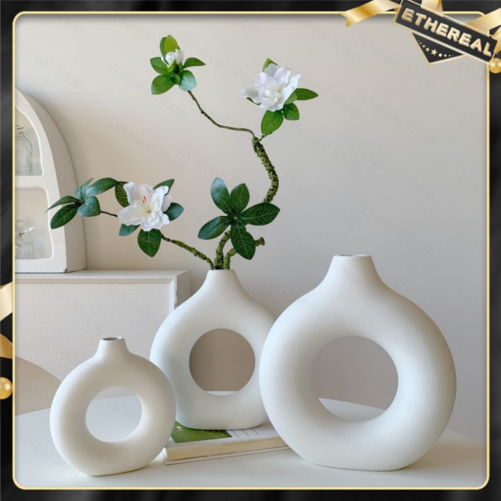 Donut Vase Plastic Vase Pasu Donut Pasu Seramik Pasu Bunga Hiasan Ruang Tamu Nordic Decoration Home Decor Pasu Hiasan