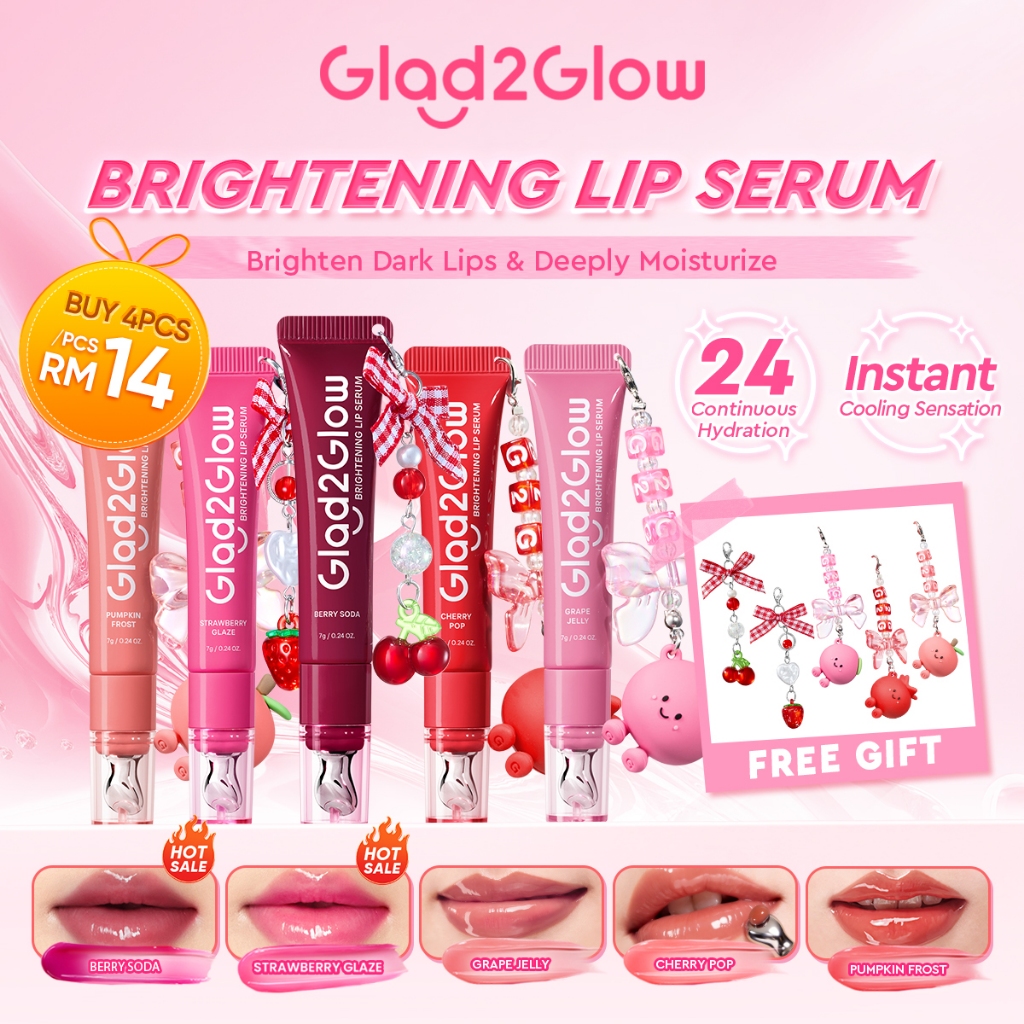 【New shade】Glad2Glow POUT CANDY Brightening Lip Serum 3in1 lip balm lipstick Hydrating Tinted lipgross