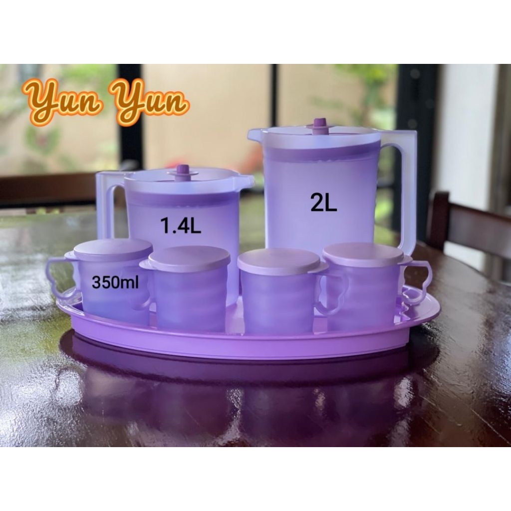 Tupperware Blossom Pitcher and Mug Collection (1.4L/2L/350ml) - Purple