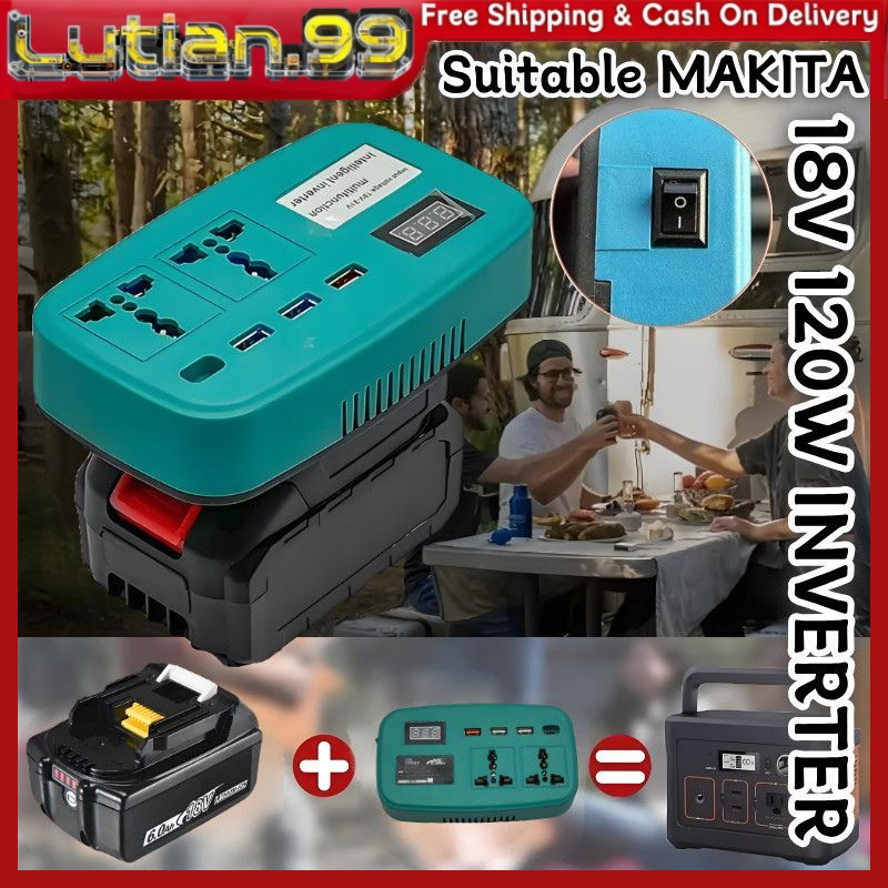 18V M@KIT@ 120W 20v 21V to 220V Power Bank Inverter Battery Converter BATERI USB Type-C Adapter