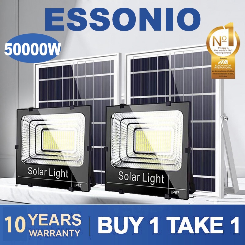ESSONIO 50000W Lampu Solar Light Outdoor Waterproof BUY 1 TAKE 1 Solar Sportlight Solar Light Panel LED 99X BrightMAX