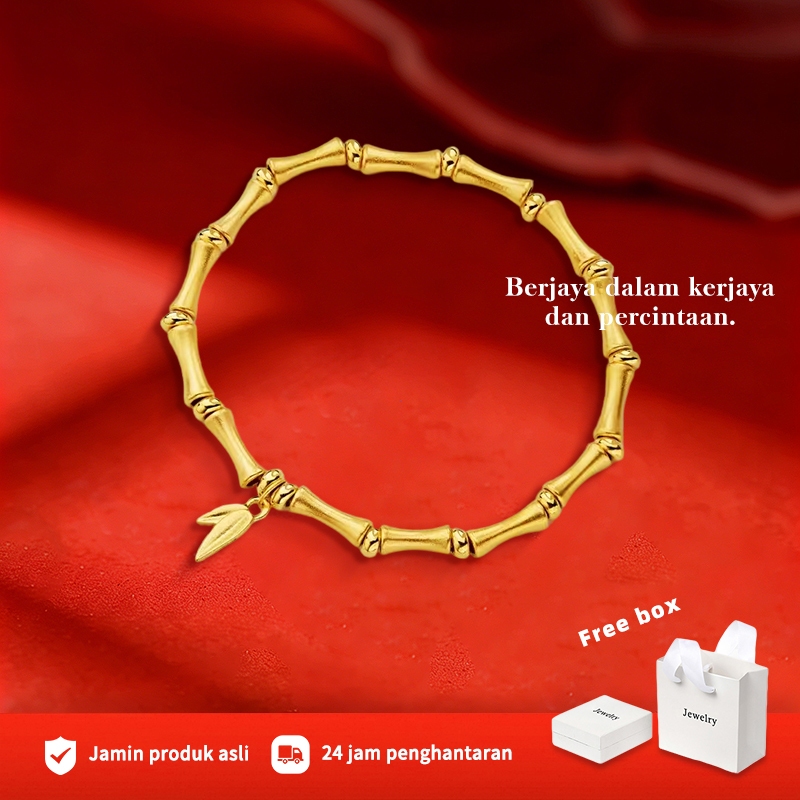 (Kotak hadiah disertakan) Gelang buluh, gelang emas wanita, barang kemas pasangan, bersalut emas 916, hadiah yang sangat
