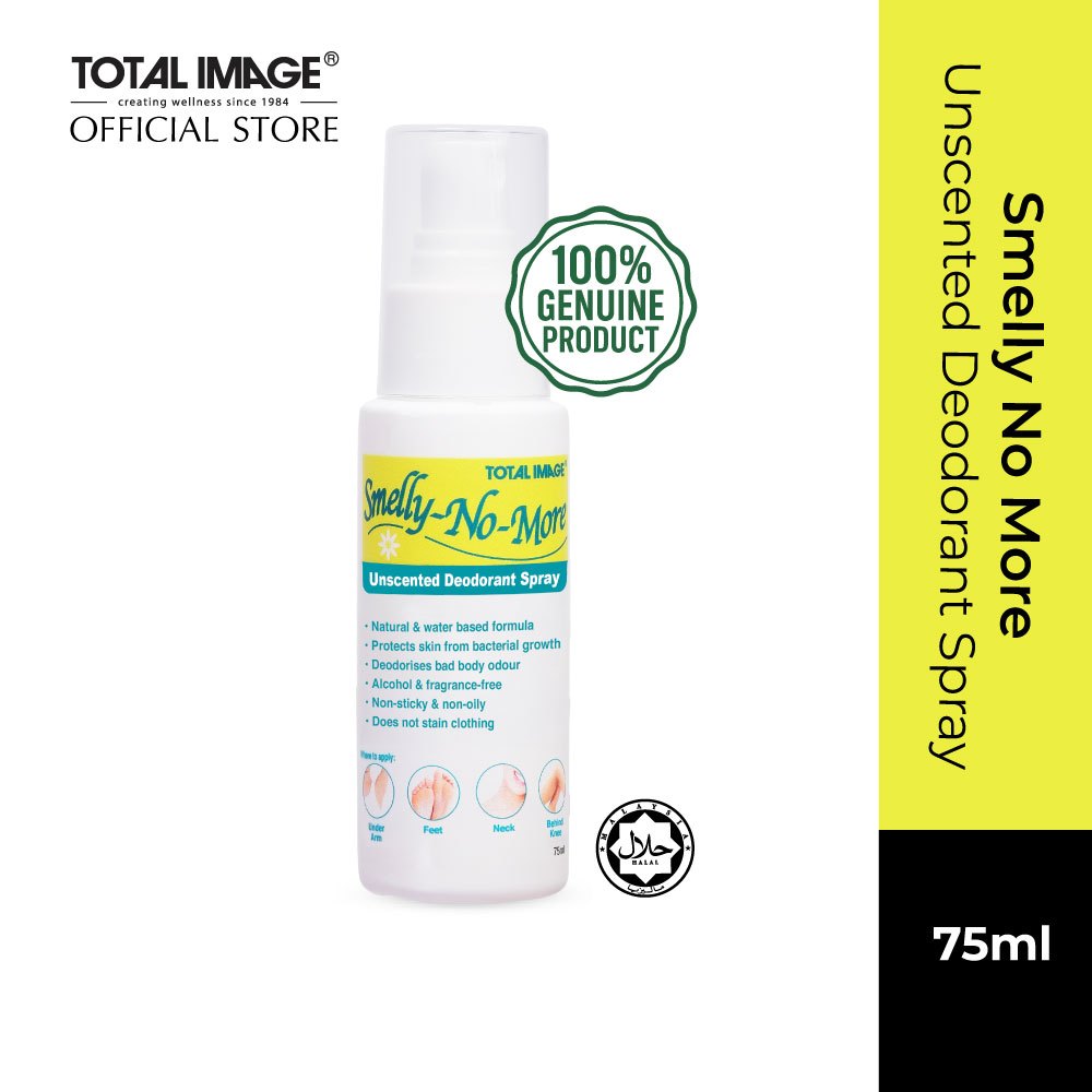 Smelly No More Unscented Deodorant Spray 75ml - Alcohol-Free & Fragrance-Free Natural Deodorant