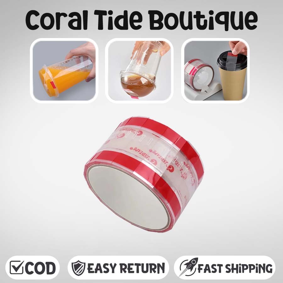 Transparent Sealing Stickers for Drink Cups, Leak Proof Easy Tear Stickers, Takeaway Coffee Milk Tea Bulk