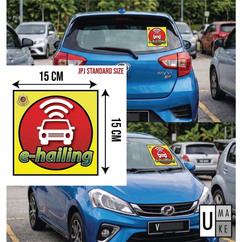 E-hailing Car Sticker, Windscreen E-hailing Sticker (JPJ Certified Size)
