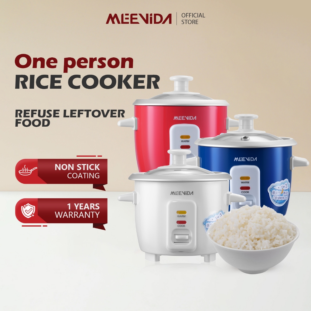MEEVIDA 0.4L Mini Rice Cooker Non stick Inner Pot Multi functional Fast Cooking and Insulation Rice Cooker