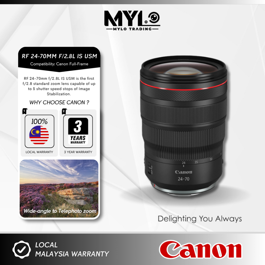 Canon RF 24-70MM  f/2.8 L IS USM Zoom Lens for EOS R RP R7 R10 R5 R6 R3 ( 24 - 70mm ) [1 + 2 Year Warranty]