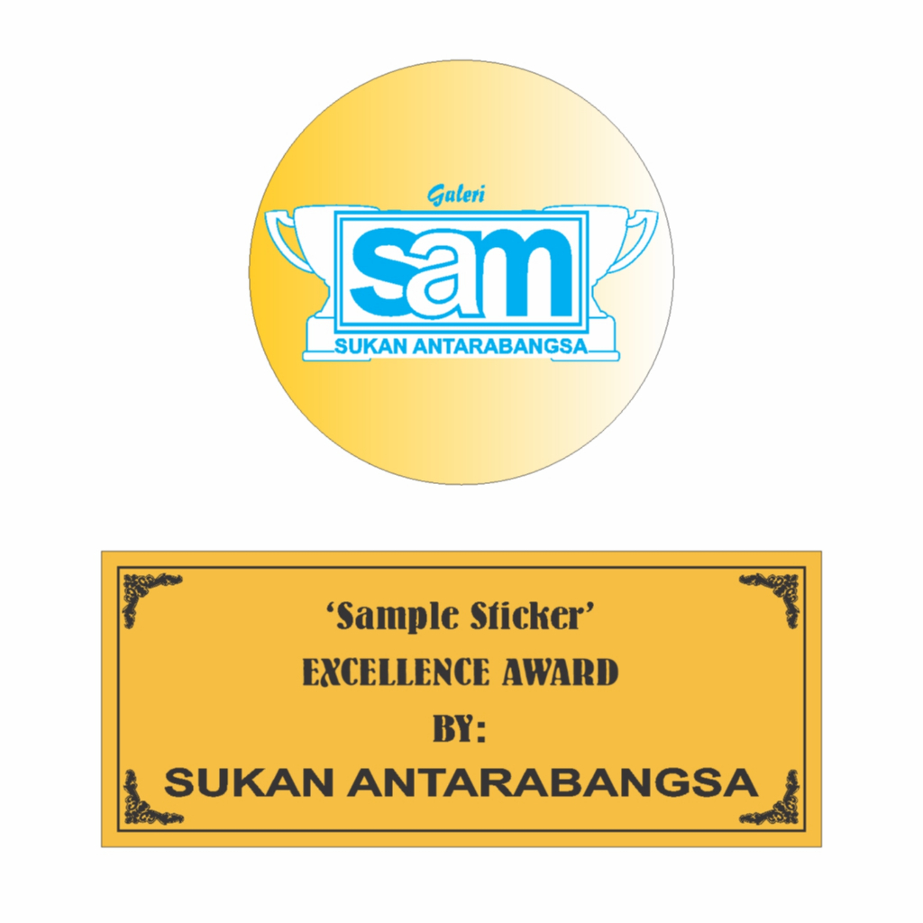 PRE-ORDER | Sticker Label of Logo and Wordings | Tulis Label Stiker | Trophy, Medal, Plaque | Trofi, Pingat, Plak