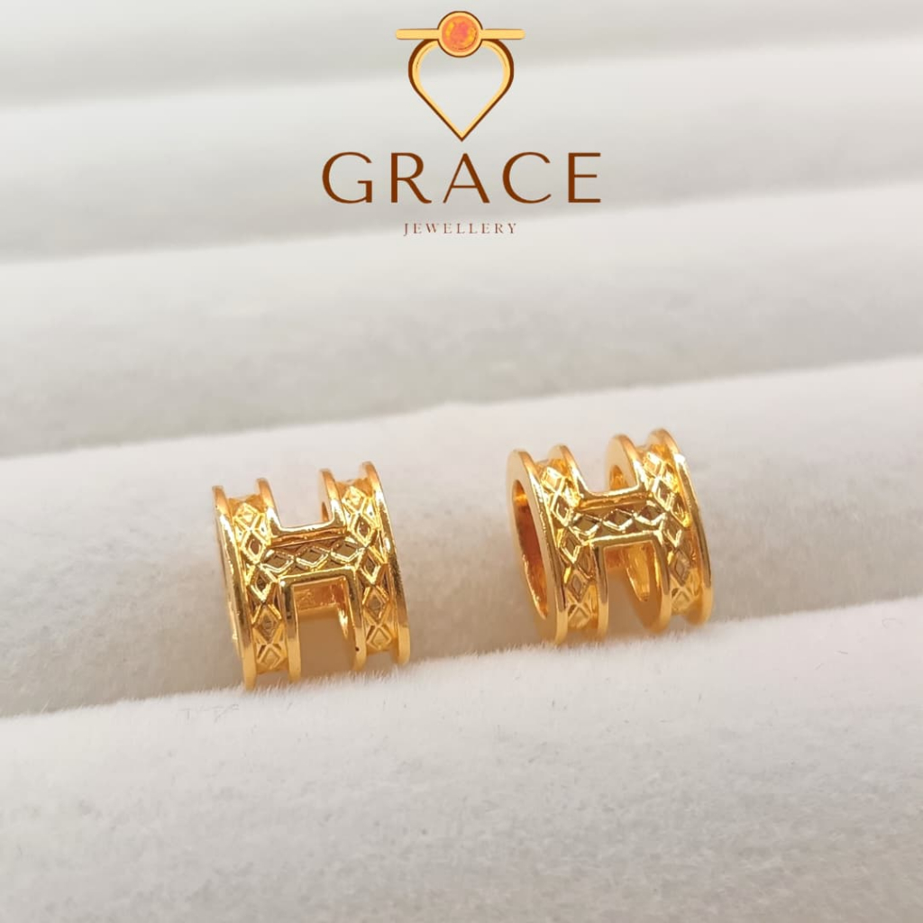 Grace Jewellery GRC000256 Gold 916 0.20gm Full Gold H Charm / Emas 916 Bead H/黄金916 H型手串