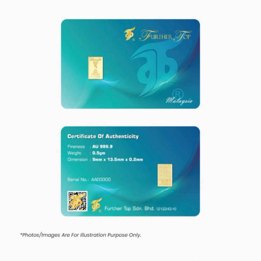 0.50g Further Top Gold 999.9 Gold Coin Mini Gold Bar Emas Tulen&hellip;