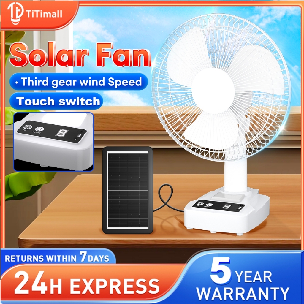 Kipas Solar Outdoor 12" Solar Fan Ultra Long Battery Lifedc Table Fan Touch Switch Floor Fan solar electric fan