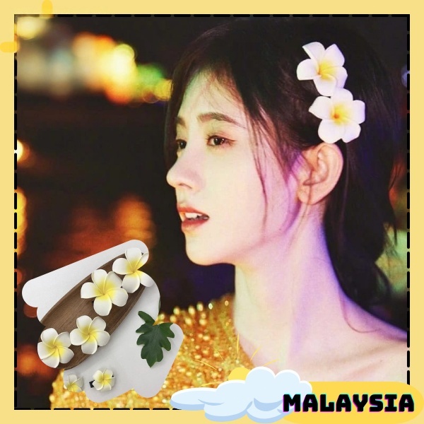 Sunny Flower Wedding Bridal Romantic Plumeria Hair Pin Hawaiian Style Clip Accessories BungaRambut Klip 鸡蛋花发夹头饰花朵发饰