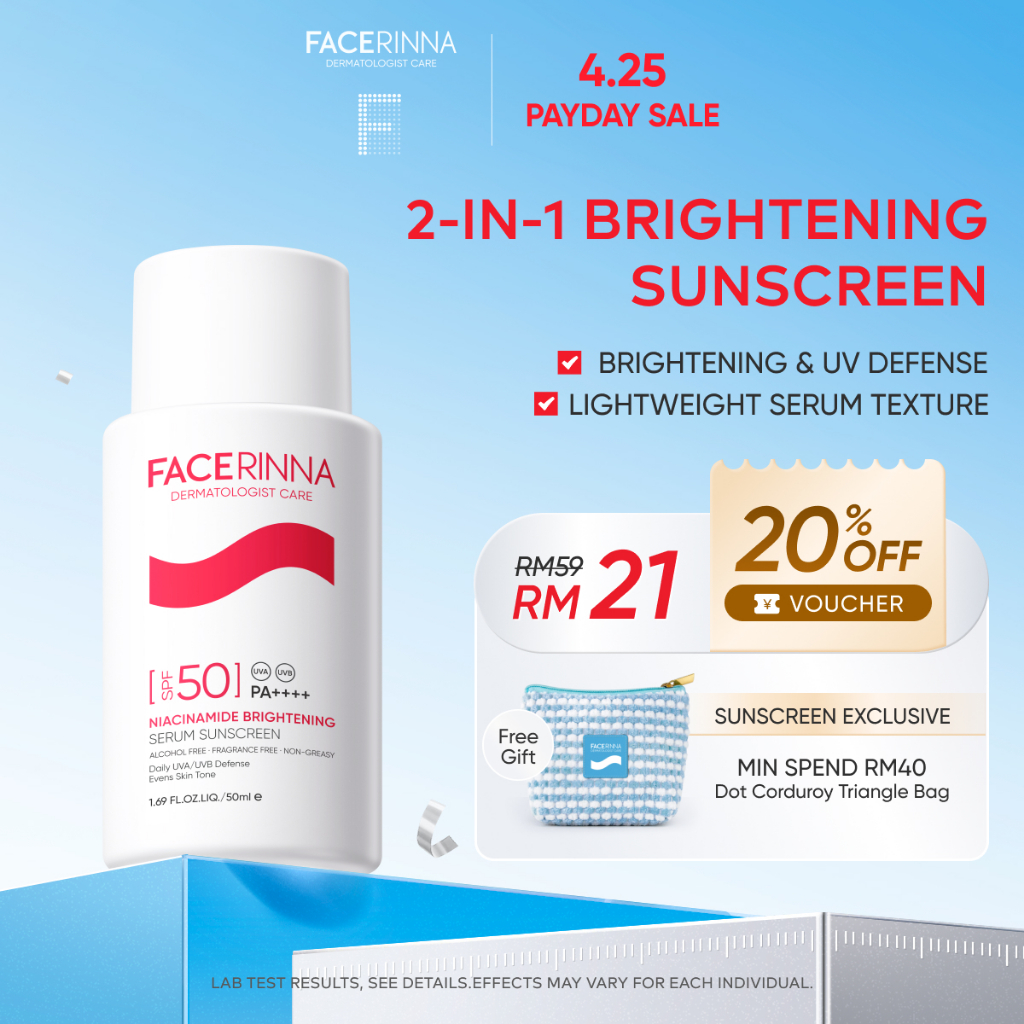 [TOP SELLER]FACERINNA-Serum Sunscreen SPF50+ PA++++ Niacinamide Brightening UVA/UVB Defense Even Skin Tone UV Protection