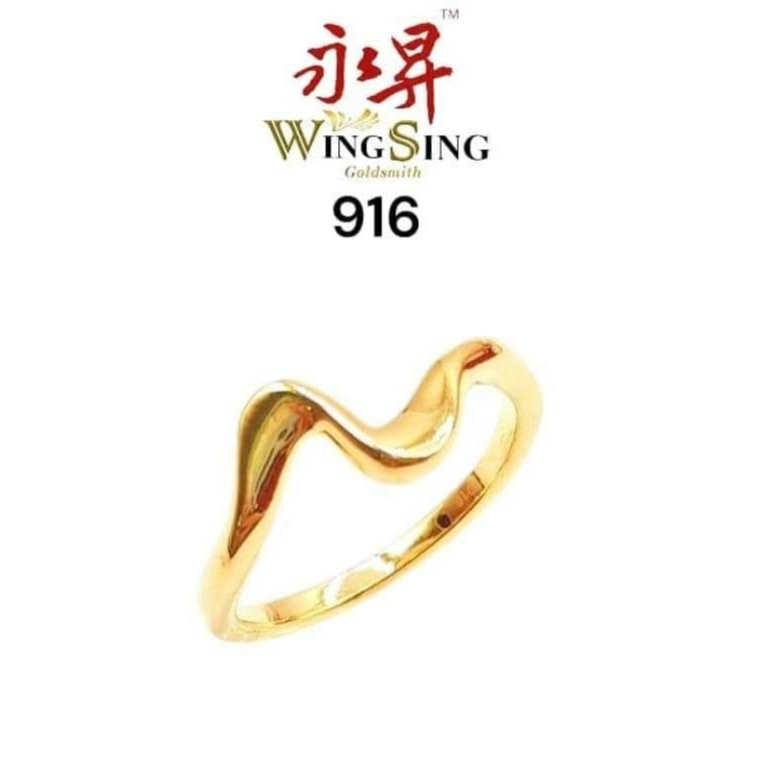 Wing Sing 916 Cincin 5G Emas Ombak Wave 916 / 硬金心动戒指 / Wave Wavy 916 Hardgold Ring