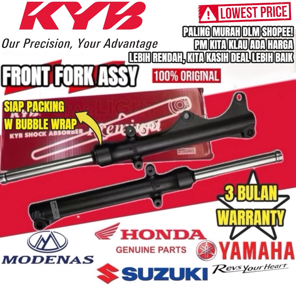 100% BERANI JAMINAN ORIGINAL KYB KAYABA FRONT FORK T FORK DEPAN DAMPER ABSORBER DEPAN LC135 RXZ 125ZR EX5 WAVE RS150