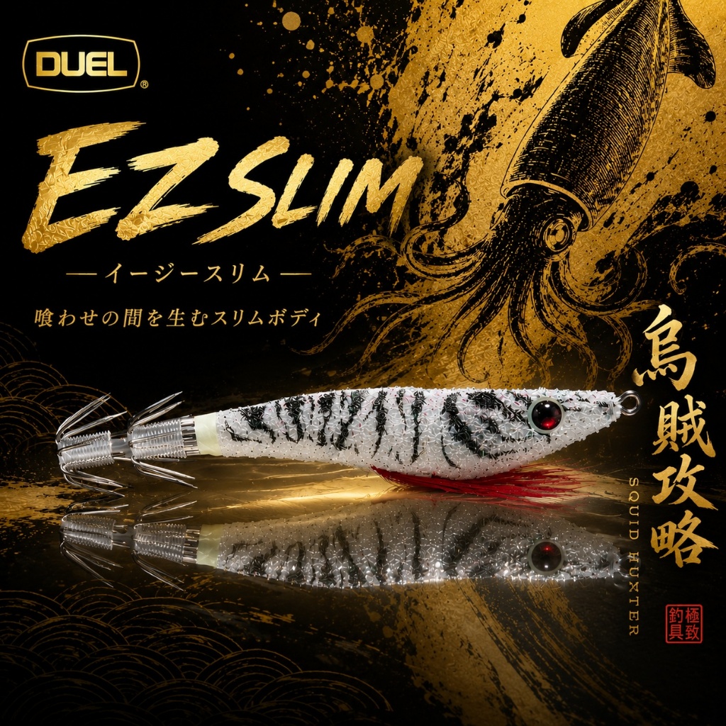 DUEL - EZ-SLIM CLOTH 70mm/80mm A1867/A1626 SQUID HOOK CANDAT SOTONG SQUID BAIT