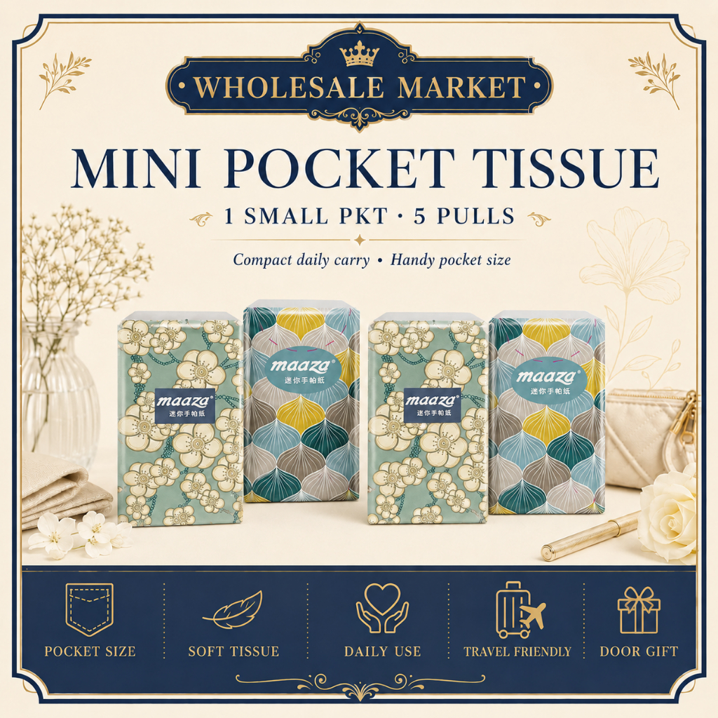 Mini Size Pocket Tissue 5PULL Pkt 3PLY Premier Vinda Royal Gold Event Door GIFT婚礼纸巾 口袋纸巾 小抽纸巾 | Tisu