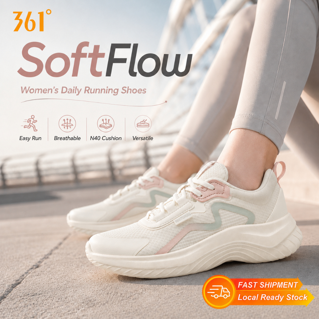 361 Degrees Softflow Women Lightweight Casual Running Shoes Leather Mesh for Yoga Gym Jump Rope 2026 New 682232210