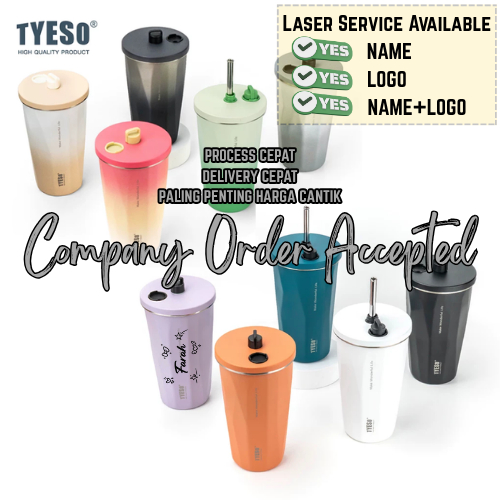 『JUN PROMO』 Tyeso Gradient & Full Color Irregular Surface Laser Nama 600ml Flatcup Thermos Tumbler Bulk Order Company
