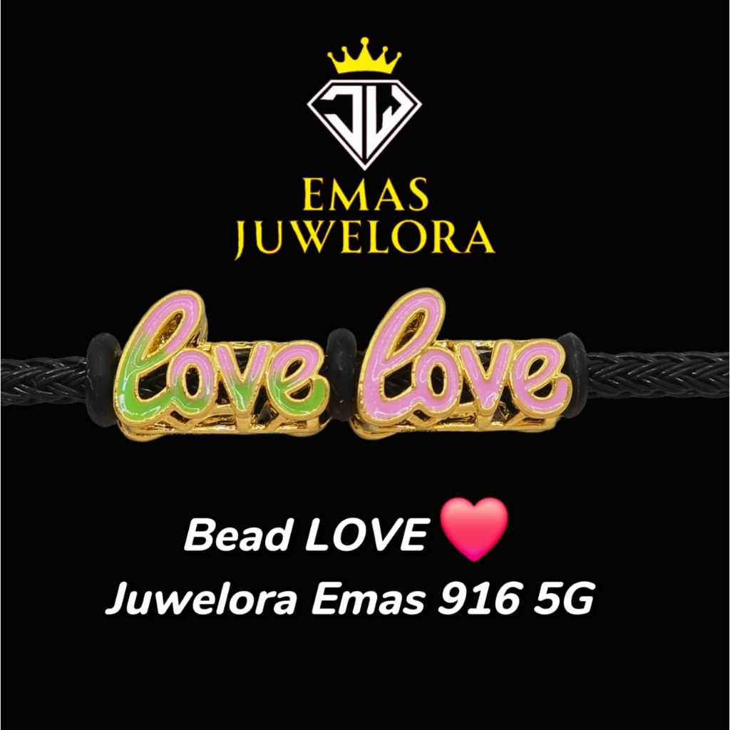 Juwelora Emas 916 3L I Bead Huruf Love Color I Pink Stawberry Matcha I Emas 916 #emasbajet #emas916 #emasmalaysia