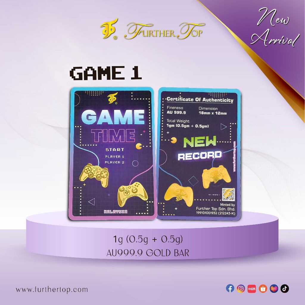 FURTHER TOP 999.9 Gold Bar ( 1g ) - GAME (Emas |&hellip;