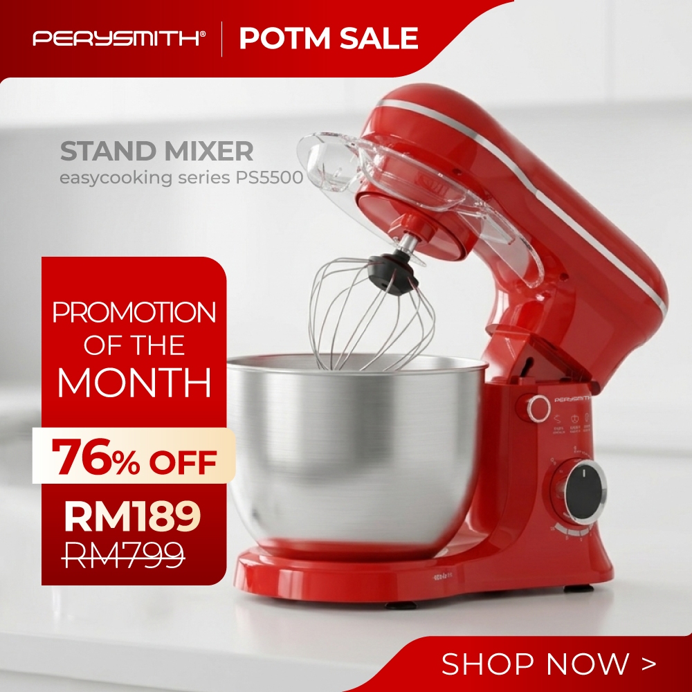 PerySmith PS5500 5.5L Stand Mixer EasyCooking Series (Mesin Adun | mixer cake | dough mixer | mesin uli tepung doh)
