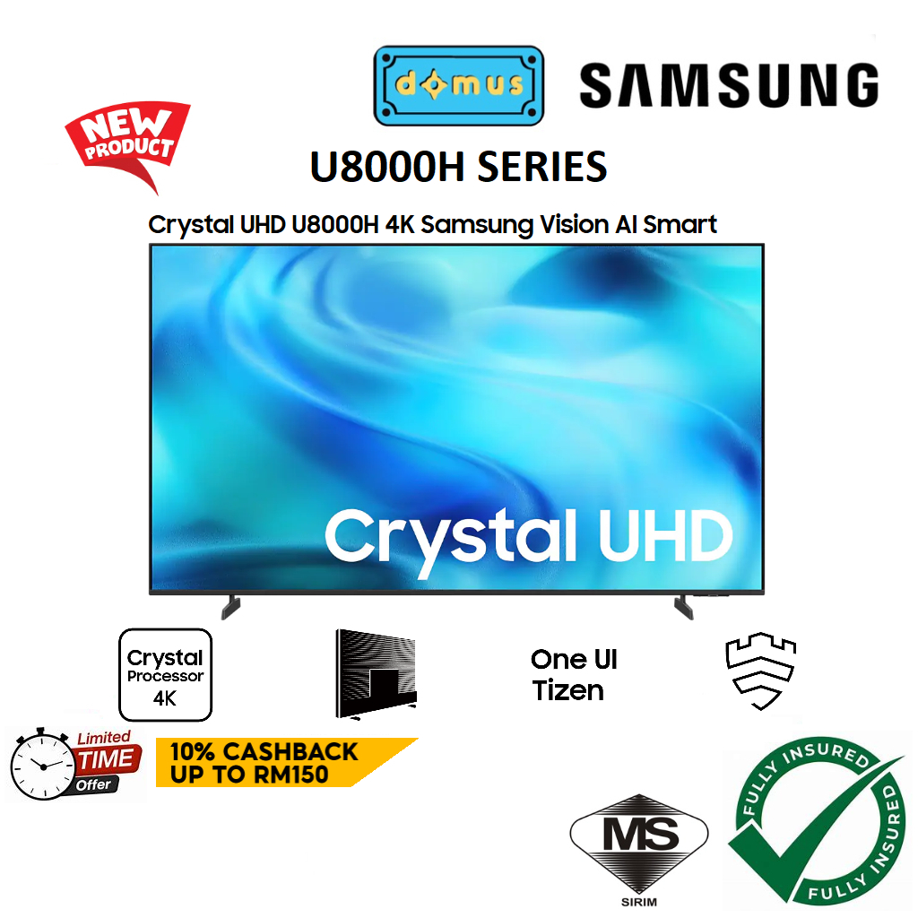 2026 Samsung Smart TV 43 50 55 65 75 Inch 4K Crystal UHD U8000H Vision AI Smart TV Murah Television 电视机 電視機