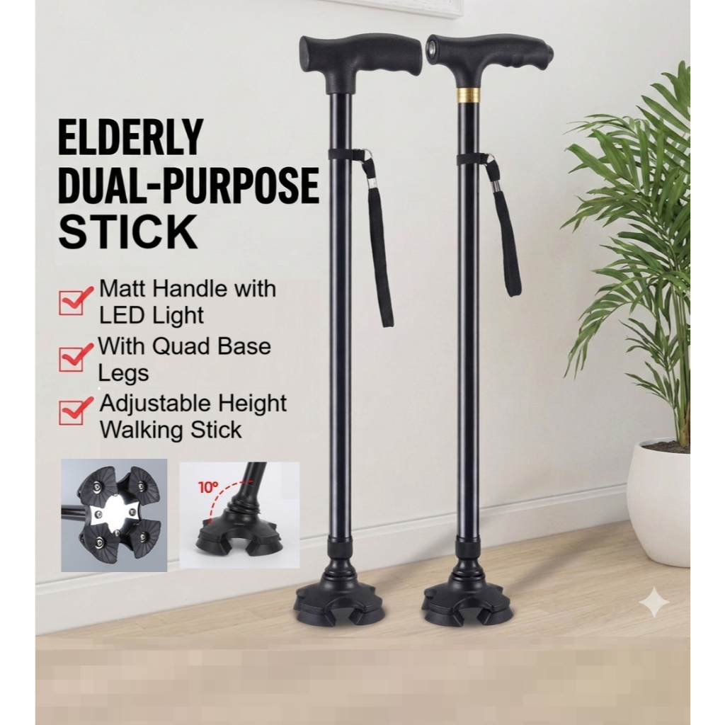 Walking Stick Adjust Height Tongkat Cane Pivot LED Trusty Crutch Cane Magic Tongkat Bantu Jalan