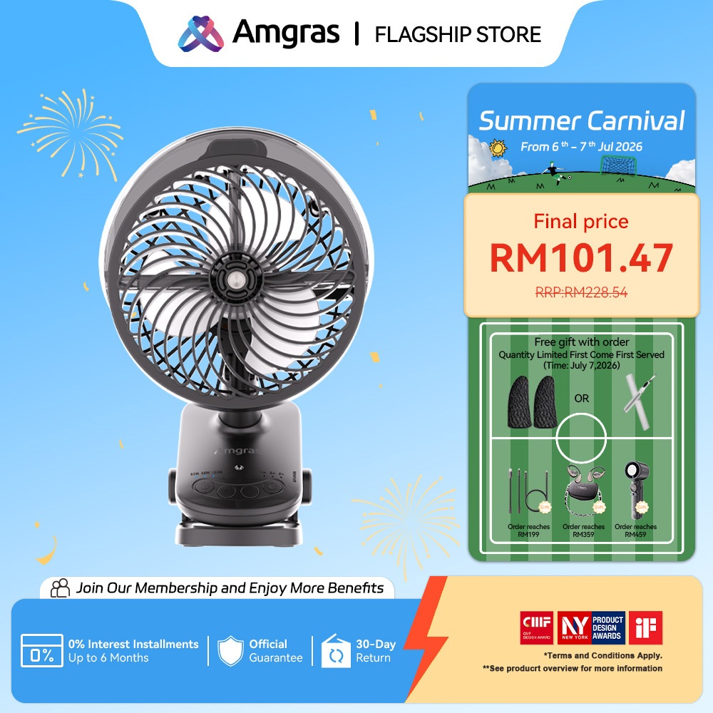 Amgras Stroller Baby Portable Mini Fan Rechargeable 9 Leds/Ultra Quiet/Flexible Tripod/55 Hours (6000mAh)