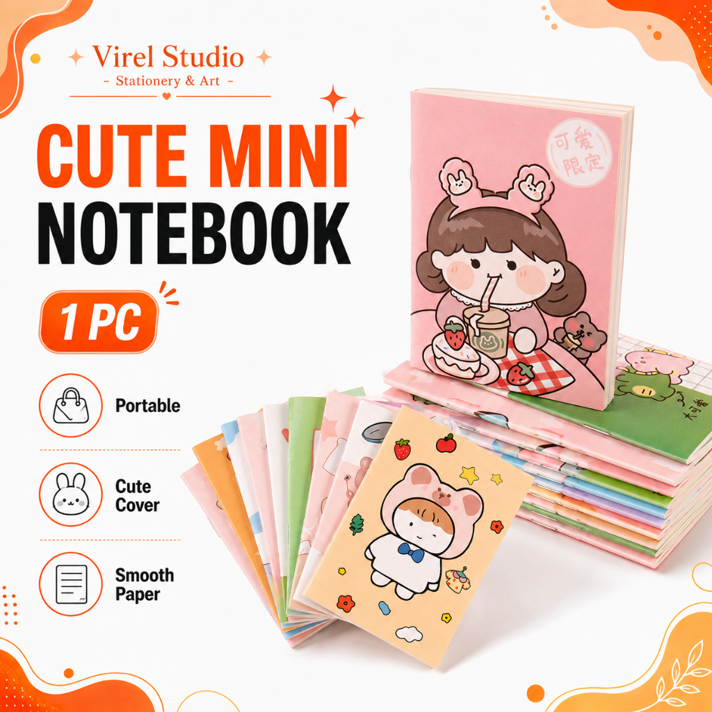 VS Cute Mini Notebook Notepad Stationery Portable Journal Cartoon Note Diary Doorgift Buku NotaComel