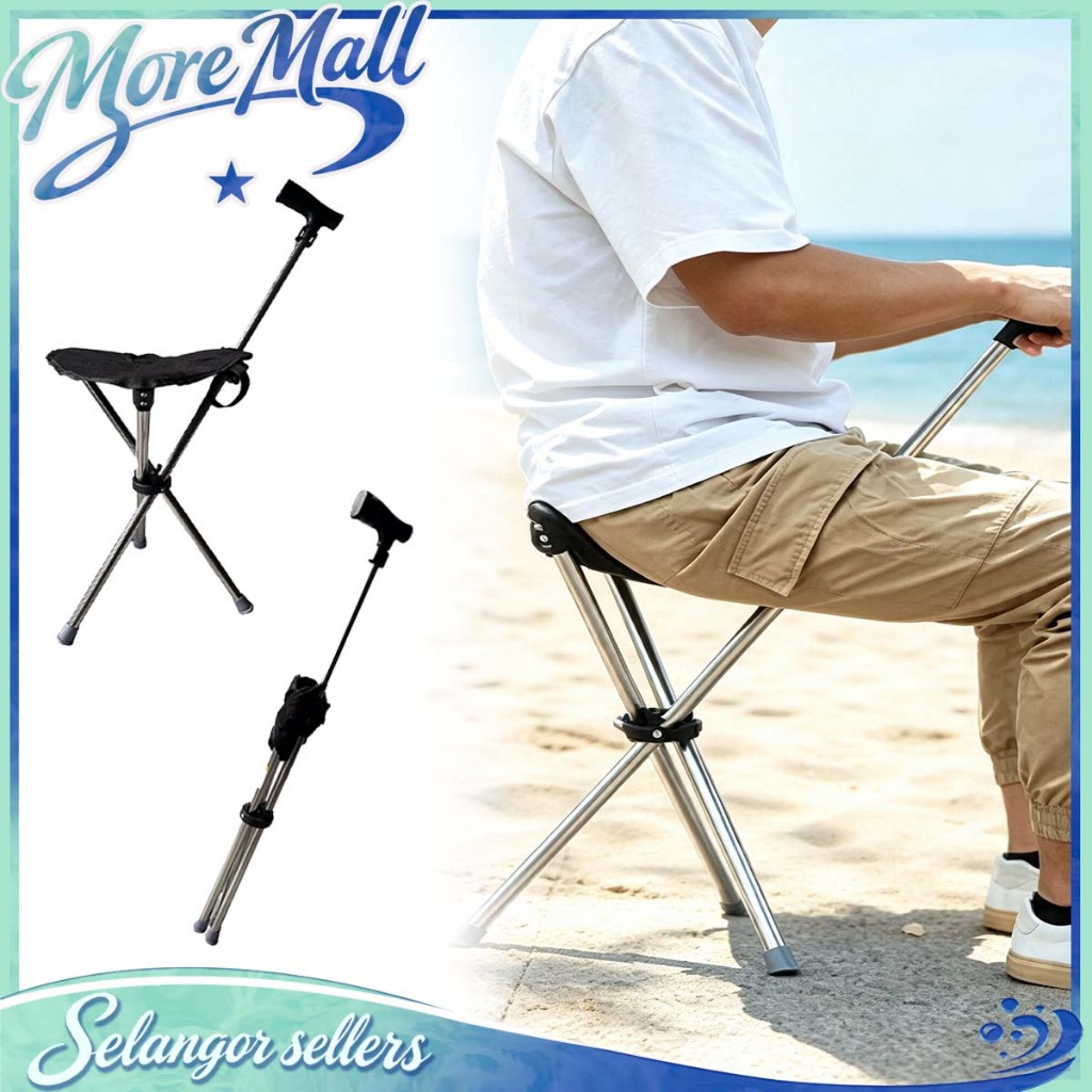 Tongkat Kerusi Lipat Foldable Stool Travel Crutch Chair Portable Crutch Prayer Can Tongkat Boleh Tongkat Boleh Lipat