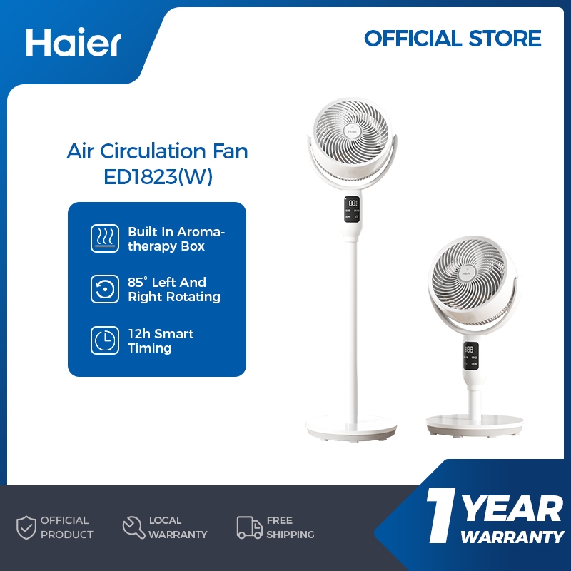 Haier 2 in 1 Air Circulation Fan Silent Standing Fan Table Fan with Aromatherapy Box Voice Remote Control