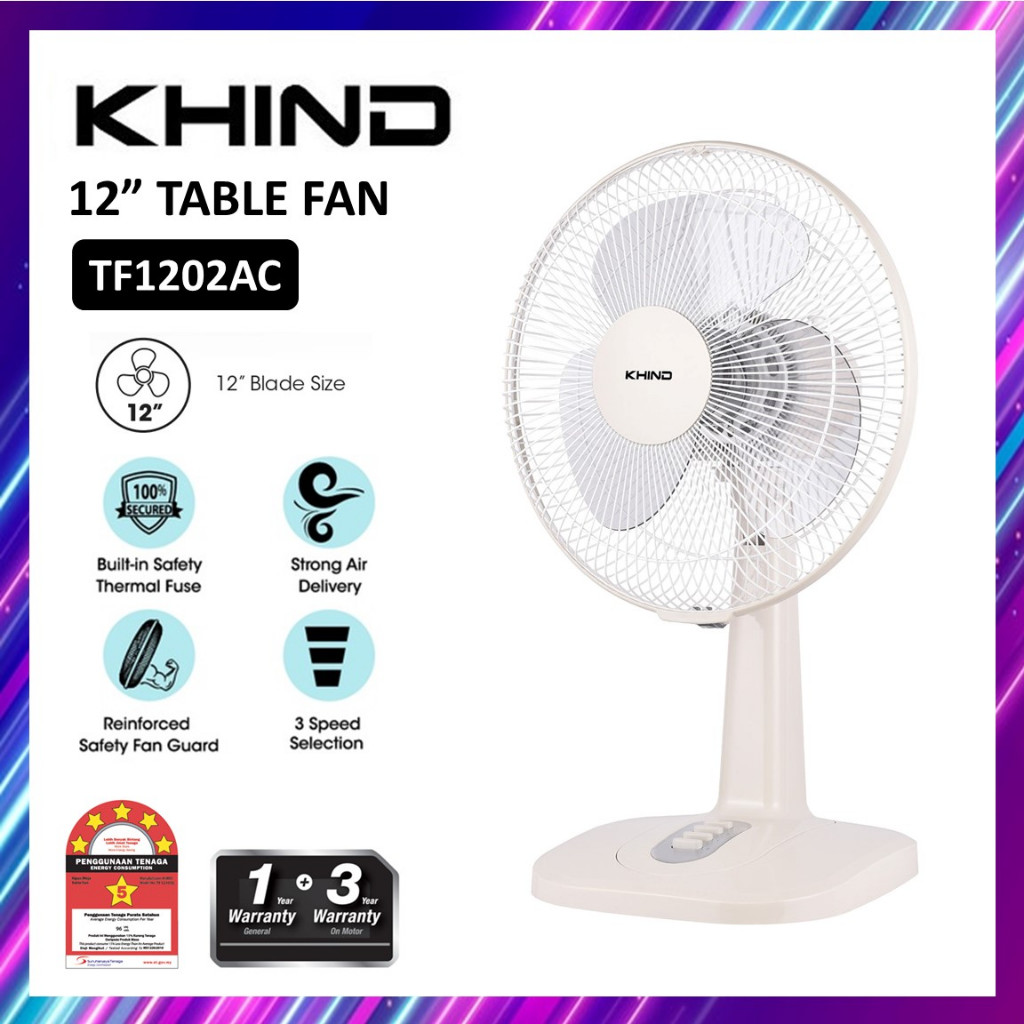 KHIND 12" Table Fan TF1202AC 12INCH Kipas Meja KUAT ANGIN Desk Fans ganti TF1210SE