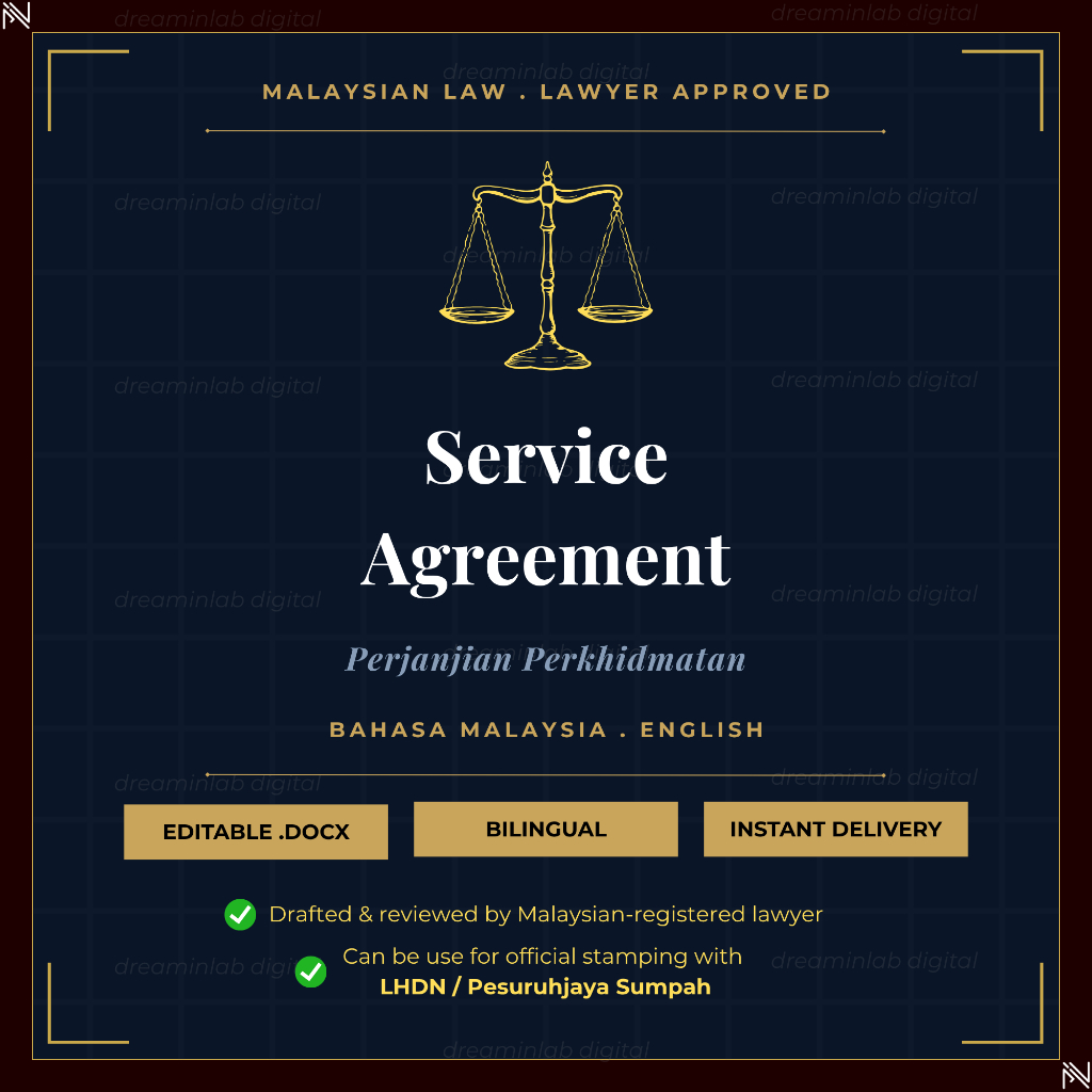 Perjanjian Perkhidmatan | Service Agreement | Lawyer Approved | Bilingual (BM + ENG)