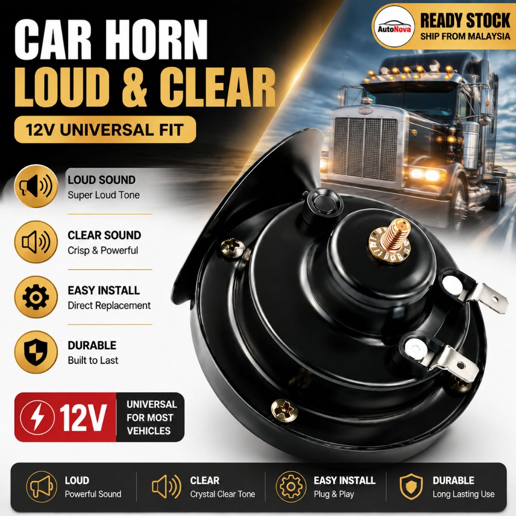 12V Universal Car Horn Motorcycle Electric Horn Dual Tone Loud Sound Relay Kit Hon Kereta