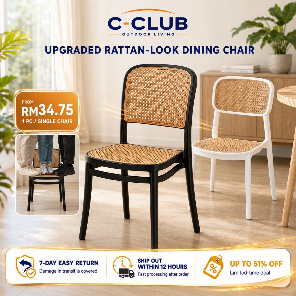 【 ⚡In Stock⚡】Rattan Chair Dining Chair Kerusi Plastik Kerusi Makan Balcony Chair Garden Chair Backrest Chair 藤椅子
