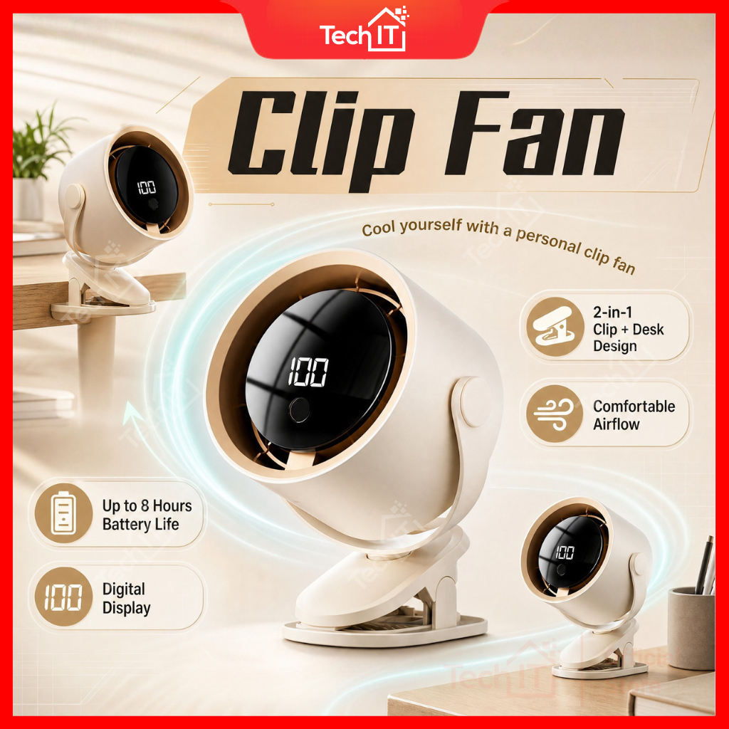 Clip Fan Mini Kipas USB Fan Desk Fan Table Mini Kipas Meja Office Kipas Kepit Klip Desktop Rechargeable