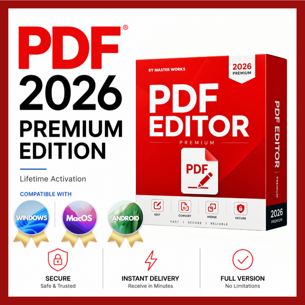 PDF Editor Pro 2026 Edit Convert Windows MacOS Android PDF Converter Create Combine Merge Split Laptop PC Phone