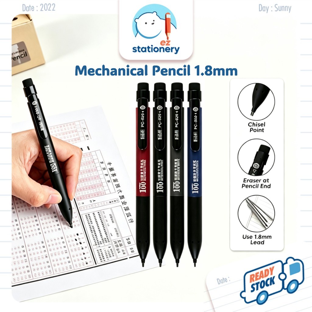 Ready Stock 2B Mechanical Pencil 1.8mm Khat Pensel Jawi Calligraphy Pen G943 Chisel Tip Pencel Pensil Student 笔芯笔