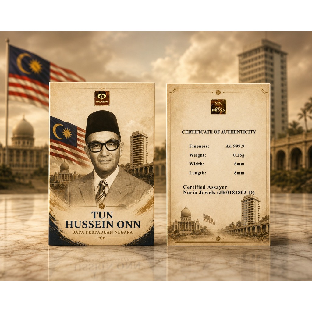 Naria 999.9/24K Gold Bar 0.25gm Perdana Menteri Tun Hussein Onn Design Edisi&hellip;