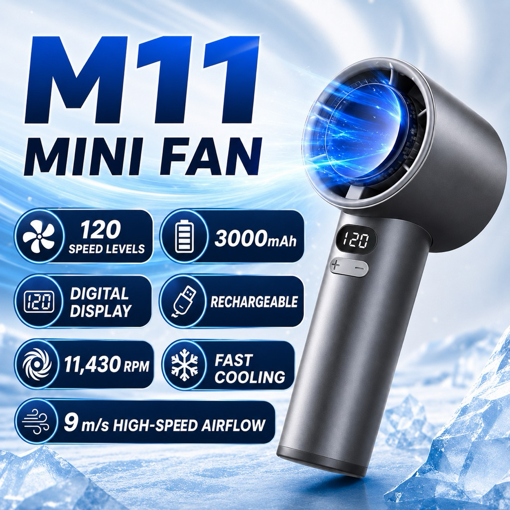 【 120Speed 】 Portable USB Mini Fan kipas mini kipas tangan Mini Fan Rechargeable Handheld Fan with Led Display