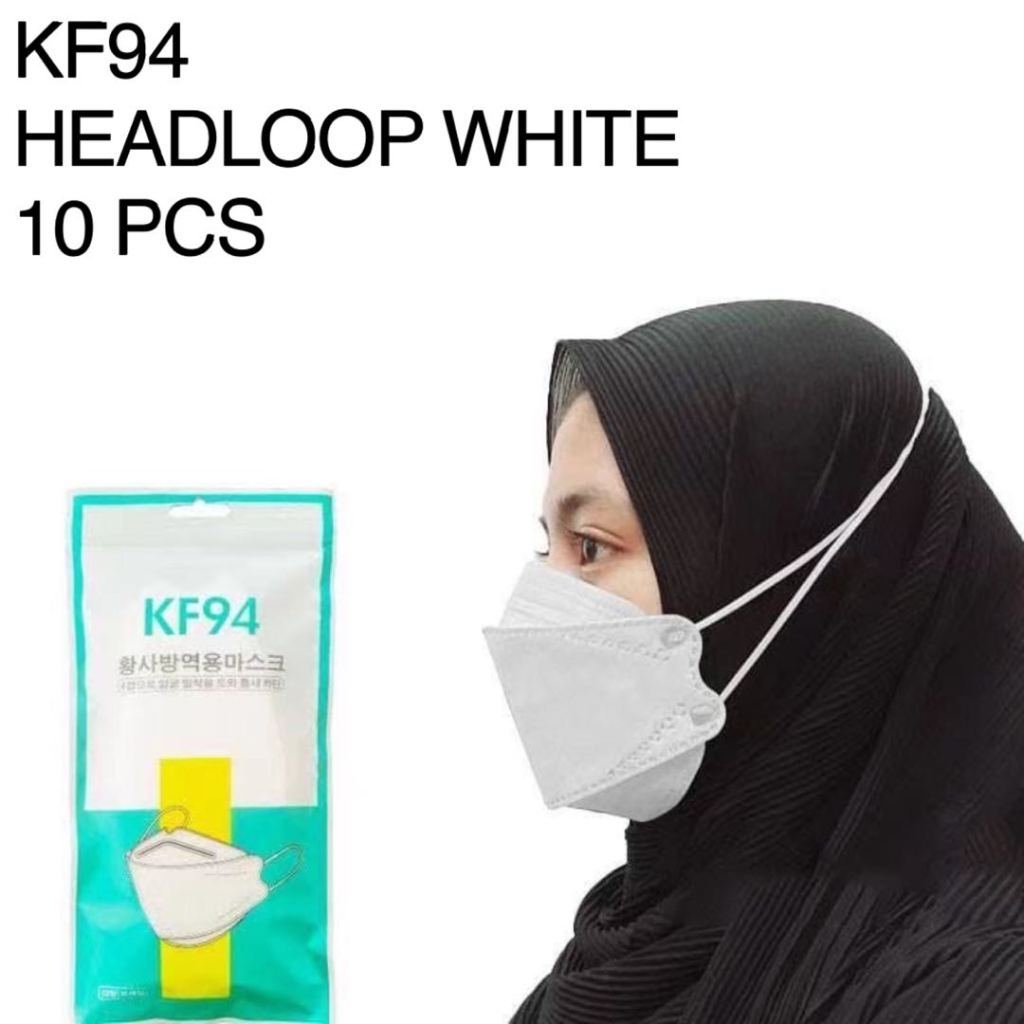 KF94 Headloop Face Mask 4ply 10pcs Pack for Adults | Soft Comfortable Hijab Mask with Secure Fit | Available in Multiple