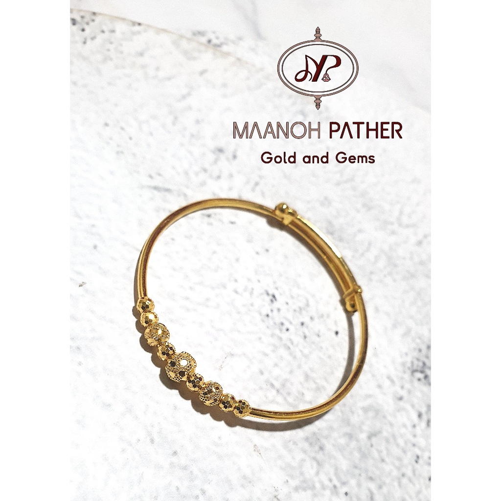 4.69GM-916 GOLD BABY BANGLE-916 FANCY BALL BANGLE-916 INDIAN BABY BANGLE-916 KIDS BALL BANGLE-916-KIDS ADJUSTABLE VALAYA
