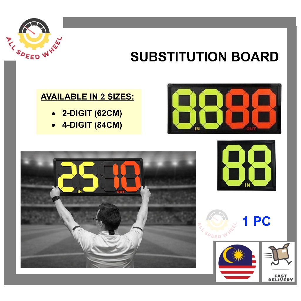 1PC 2-DIGIT 4-DIGIT SUBSTITUTION BOARD/PAPAN PERTUKARAN PEMAIN/FOOTBALL/BOLA SEPAK/REFEREE/足球换人牌
