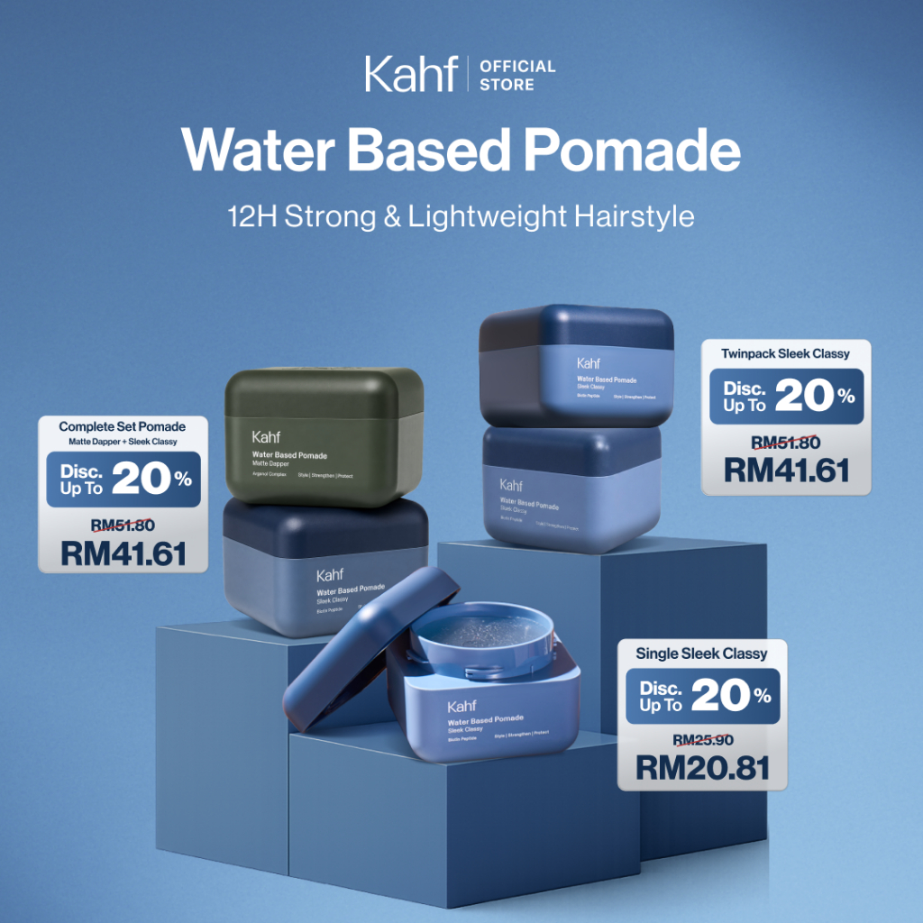 Kahf Water Based Pomade -12h Strong Hair Styling Product - Easy Wash Easy Application