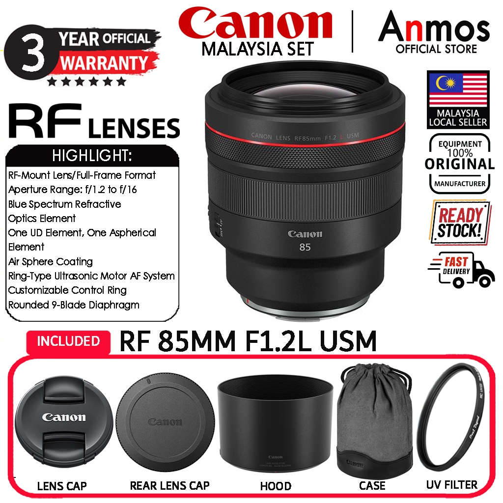 CANON RF 85MM F/1.2 L USM LENS ( CANON MALAYSIA 3 YEARS WARRANTY )
